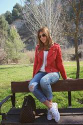 Converse & red jacket