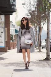 Stripes on Stripes: Striped Dress and Striped Booties