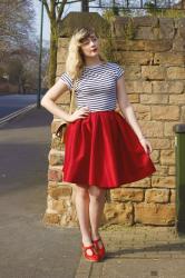 Shimmery Red and Stripes and 50s Casual 