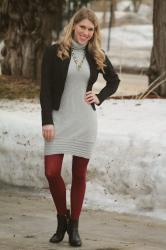 Gray Dress with Jacket and Tights