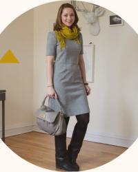 dotty, grownups, and gray dresses