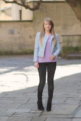 The Zara Pastel Blue Leather Jacket