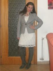 Style Swap: White Lace Dress and Classic Blazer.