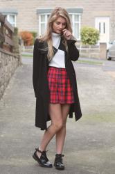 TARTAN SKIRT & TOPSHOP SHIRT