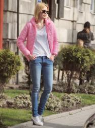 pink jacket & sneakers 