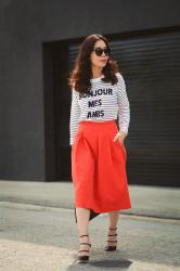Red Alert: Stripe Top and A-line Skirt