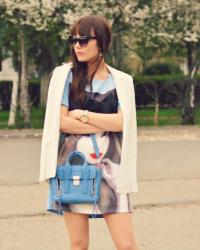 Lady with a blue bag