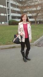 Bright the black & beige outfit with red