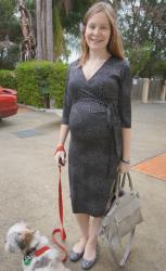 Third Trimester Baby Bump Dressing: Wrap Dresses and Rebecca Minkoff Grey MAM Bag