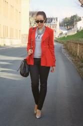 red peplum jacket