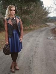 navy blue leather skirt