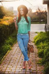 POLKA DOT MINT BLOUSE