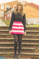 Falda rosa y crema a rayas - Rose and cream stripped skirt