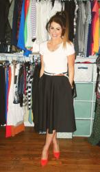 Midi Skirt + Zara Pumps.