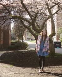 Checks and cherry blossoms - OOTD