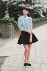 Mint blouse & scuba skirt