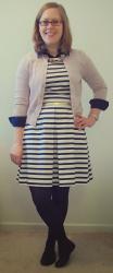 never been worn before: striped dress.
