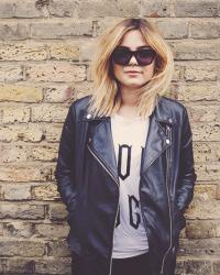 graphic tee & leather jacket