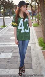 BASEBALL TEE AND LACE UP HEELS OUTFIT