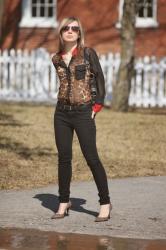 Leopard Print Colour Block Blouse from SammyDress