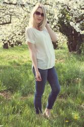 White flowers all around me.