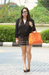 Blacks and Orange Handbag