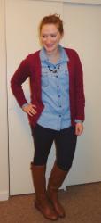 Pinspired: Red Cardigan & Chambray