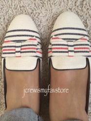 J. Crew Cleo Stripe Canvas Loafers with Bow 