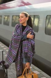 Off To Paris In Purple Plaid