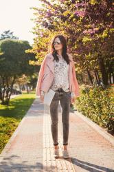 SILVER SUNNIES AND MARBLE BLOUSE 
