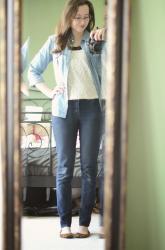 What I Wore | Sequins + Chambray