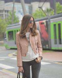 Pink leather jacket