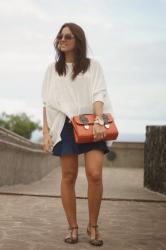 Denim skirt + sandals 