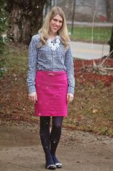 Navy Gingham and Pink