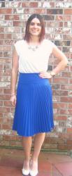 Cobalt Pleated Midi Skirt