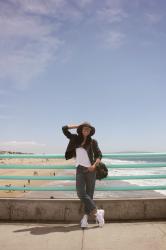 Black Leather & Boyfriend Jeans at the Manhattan Beach Pier