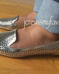 J. Crew Cleo Perforated Mirror Metallic Loafers 