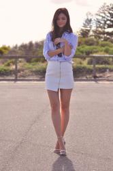 WHITE ZIP SKIRT