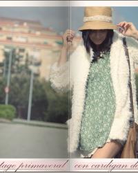 Vestido vintage primaveral y cardigan de pelos