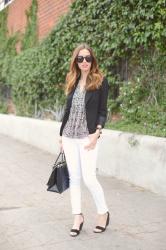 black and white in downtown