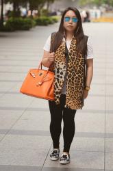 Leopard Print Scarf and Crochet Slipons