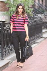 What to Wear to Work | Pink Striped Crop Top 