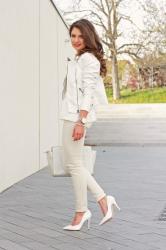 outfit: all white and silver details
