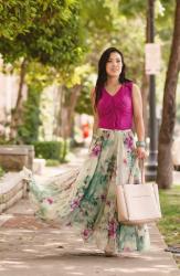 Floral Chiffon Maxi Skirt