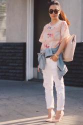 Peachy Weekend: Distressed Jeans and Backpack