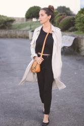 black + long trench