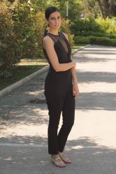 Black Jumsuite and Le Capresi sandals