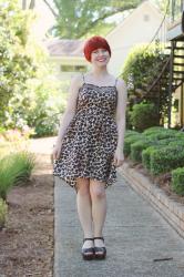 Leopard Print High-Low Dress and Clog Sandals