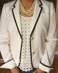 J. Crew Schoolboy Blazer in Tipped Linen-- Ivory 