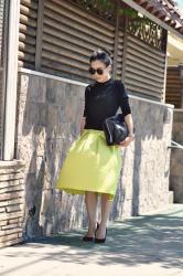 Sunday: Yellow Skirt and Oversized Bag